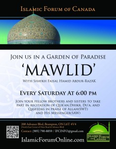 Saturday Mawlid at the Islamic Forum of Canada